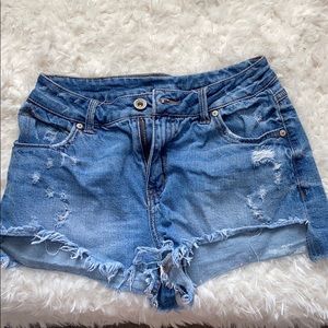 jean shorts.